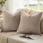 decorUhome Oatmeal Chenille Euro Sham Throw Pillow Covers 24x24 Set of 2 Textured Soft Cozy Slubby Couch Pillow Covers Modern Farmhouse Boho Decorative Pillow Cases for Bed Sofa Living Room