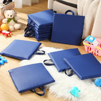 Suzile 12 Pcs 12'' Square Floor Cushions for Kids Classroom Flexible Floor Seating Elementary with Handles Classroom Carpet Cushions for Adults Toddlers Daycare Preschool School(Navy)