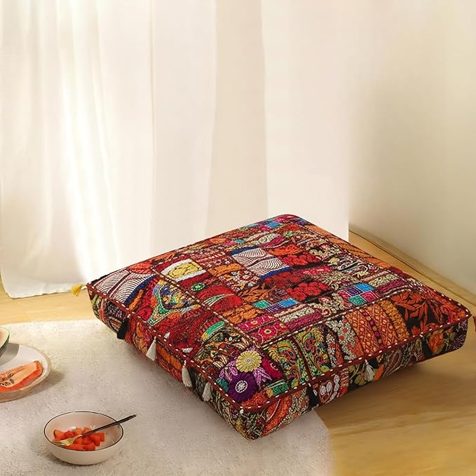 THE ART BOX 35" X 35" Large Boxed Shaped Premium Hypoallergenic Square Stuffer Best for Meditation Floor Pillow Cover, Mandala Ottoman Cushion, Dog Beds, Lounger, Pet Beds