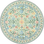Lahome Sylvie Green Round Rug for Bedroom 4ft, Sage Washable Small Kids Bathroom Circle Rug, Boho Nursery Circular Carpet Girl, Soft Non-Slip Carpet for Kids Room Sunroom