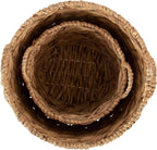 Kate and Laurel Livia Modern Two-Piece Woven Basket Set; 16 x 16 and 13 x 13; Natural Water Hyacinth; Transitional Natural Wicker Baskets for Use as Woven Planters or Living Room Blanket Baskets