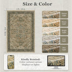 Vintage Distressed 2x3 Kitchen Rugs Washable Non Slip, Moody Medallion Door Mat Indoor Entrance Entryway, Small Low Pile Rugs for Bedroom/Bathroom Vanity/Laundry Room, Multi Brown/Olive Green