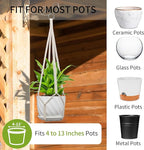Macrame Plant Hanger, Fits 4-13 Inch Pots, Boho Hanging Plant Holder for Indoor Outdoor, 35 Inch, Set of 2, White (No Flowerpot)