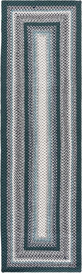 SAFAVIEH Washable Rug Outdoor Braided Collection - 2'3" x 8' Runner, Teal & Multi, Handmade & Reversible, Non-Shedding & Easy to Clean, Ideal for Patio, Backyard, Mudroom (BRD308J)