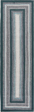 SAFAVIEH Washable Rug Outdoor Braided Collection - 2'3" x 8' Runner, Teal & Multi, Handmade & Reversible, Non-Shedding & Easy to Clean, Ideal for Patio, Backyard, Mudroom (BRD308J)