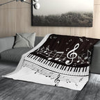 Music Blanket Soft Flannel Lightweight Abstract Piano Black White Throw Blanket Cozy Warm Blankets All Seasons Living Room Decor for Music Lovers Use On Couch Bed Sofa Office 50x60 inch