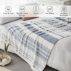 WRENGONGE Grey Blue Throw Blanket, 50x70 Soft Cozy Striped Throw Blankets for Couch, Sofa, Bed, Travel, Lightweight Fluffy Warm Plush Decorative Blankets for Women, Men Gift