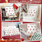 2 Pcs Christmas Tufted Throw Pillow Covers 18 x 18 Inch Cute Santa Claus Soft Dutch Velvet Pillowcase Xmas Red White Square 3D Embroidery Cushion Cover Winter Holiday Decor for Sofa Couch Bed