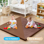 Waterproof Baby Play Mat for Floor Memory Foam 59 * 71 Cushion Playpen Playmat Tummy Time Nursery Rug Thick Pad Create Soft & Safe Area for Infants,Toddler,Kids,Chestnut
