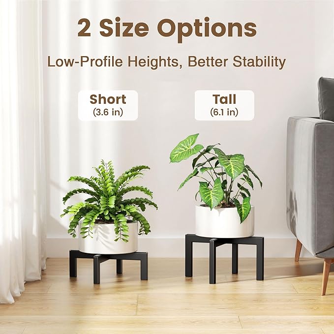 Plant Stand Holder Single Plant Riser For Indoor Outdoor Flower Pot Stand Tall 3.6 IN Metal Black