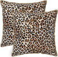 KSLIDS Leopard Print Faux Fur Soft Velvet Throw Pillow Covers Set of 2 Brown Black Cheetah Decorative Pillow Covers 18x18 Inch Animal Pillow Case for Sofa Couch Bedroom Farmhouse Home Decor