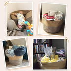 INDRESSME Extra Large Woven Baskets for Storage, 21.7 x 13.8 Blanket Basket Living Room Wicker Storage Basket for Organizing Woven Laundry Baskets for Toy Pillow Shoe, Entryway, Black Jute