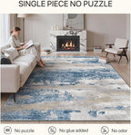 GENIMO No Crease Non Slip 6x9 Area Rugs for Living Room, Craft Woven Modern Rug, Soft Floor Carpet, Single-Piece Rugs for Bedroom, Dining Room, Office, Blue