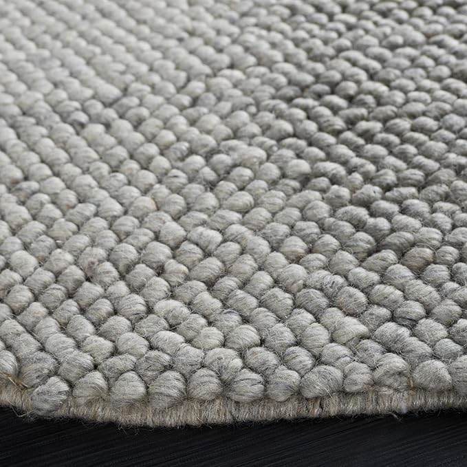 SAFAVIEH Natura Collection Runner Rug - 2'3" x 13', Silver, Handmade Wool Blend, Textured Design, Ideal for Living Room, Bedroom, Dining Space (NAT425G)
