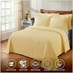 Better Trends Chenille Bedspreads King Size, Yellow 100% Cotton Chenille Stripe Design Tufted Bedding Coverlet Soft Lightweight, 120"x110" with 2 King Sham 3 Pieces Set Jullian Collection