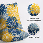 Blue Yellow Pillow Covers 18X18 Inch Set of 2, Dahlia Flower Spring Summer Floral Cream Decorative Throw Pillow Covers Outdoor Modern Farmhouse Cushion Case for Home Couch Sofa Bed Decor