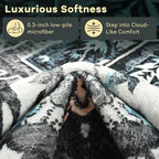 YJ.GWL Area Rugs for Living Room 6x9 Machine Washable Rugs, Non Slip Floral Vintage Rug Indoor Carpet, Stain Resistant Large Rug for Bedroom Dining Room, Black Grey Blue