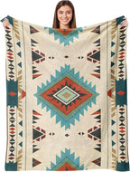 Aipon Boho Aztec Throw Blanket 50"x 60", Western Indian Native American Blanket Southwestern Decor, Beige Soft Cozy Lightweight Throws Blankets Gifts for Women Men Couch Bed Sofa Chair