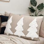 Mixweer Christmas Tree Pillow Covers 12 x 20 Inch Christmas Pillow Covers Neutral Xmas Decor Neutral Tufted Embroidery Decorative for Winter Sofa Home Living Room Bedroom Holiday Decor