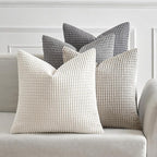 MIULEE Timeless Neutral Pillow Covers 16x16 Inch Set of 4 Mid Century Modern Grey Throw Pillows Rustic Corduroy Couch Pillowcases Nordic Home Decor for Sofa Living Room Bed