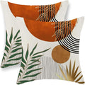 Boho Pillow Covers 20x20 Set of 2 Green Gold Orange Throw Pillows Tropical Leaves Sunset Modern Mid Century Decorative Pillowcase Outdoor Bohemian Linen Cushion Case for Couch Sofa Bed Decor