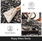 Lahome Bijou Moroccan Easy Jute Outdoor Runner Rug, 2x8 Washable Black Hallway Kitchen Runner Rug with Rubber Backing, Farmhouse Indoor Outdoor Carpet for Hallway 8ft Entryway Porch