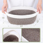 Empty Gift Basket to Fill with Handles, 12x8x5 inch - Wicker Rope Basket for Baby Shower, Kids Toys，Decorative Woven Bin for Man, Boys With Gift Bag & Ribbon,Resuable, White Brown