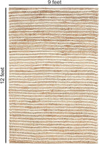 FRELISH DECOR Wool and Jute Premium Handwoven Chunky Stripes Rug - Contemporary Area Rug for Living Room Bedroom (9' x 12' - Natural Ivory)