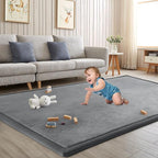Baby Play Mat for Floor Nursery Rug Muscle Mat Area Rug Playroom Rug 79"x110" Playpen Mat Memory Foam 1.3" Thick Crawling Mat For Babies,Toddlers, Infants, Kids,Grey