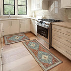 Collive Boho Kitchen Mat 2PCS, Cushioned Anti Fatigue Kitchen Mats for Floor Waterproof Kitchens Rugs Set of 2, Non Slip Comfort Standing Mat for Office, Sink, Laundry, 17.3"x29"+17.3"x59"