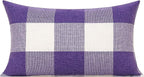 VAKADO 12x20 Set of 2 Purple Throw Pillow Covers Lumbar Buffalo Plaids Decorative Gingham Farmhouse Decor Outdoor Checkered Square Cushion Cases Home Decorations for Bedroom Couch Sofa Patio