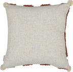 Boho Pillow Covers 18X18 Inch Boho Tufted Linen Throw Pillow Covers Decorative Pompoms Cushion Cover Farmhouse Pillow Case for Couch Sofa Bed Living Room Bedroom,Dark Rust