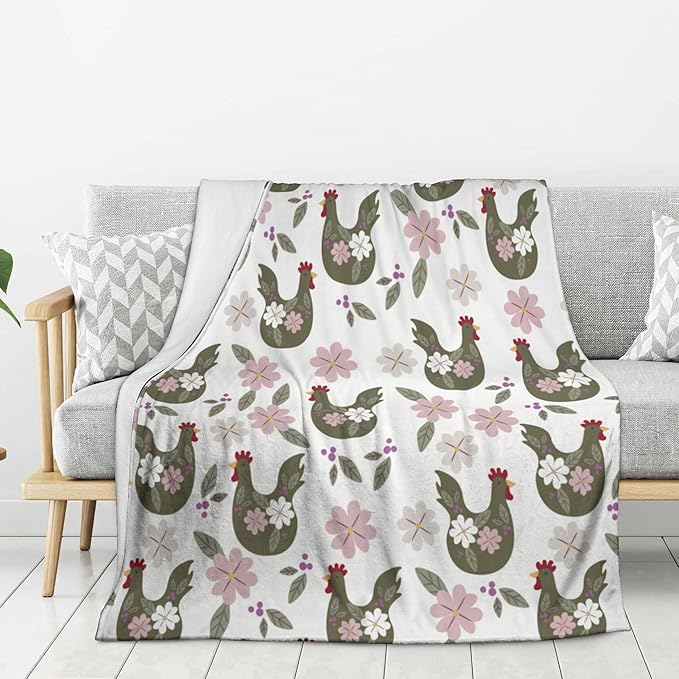 Easter Chicken Throw Blanket, 320gsm Fluffy Cozy Soft Warm Plush Lightweight Decorative Blanket Gifts for Women Men Girls Boys Kids Baby, Blankets Quilt for Bed Sofa Chair Couch (80"x60")