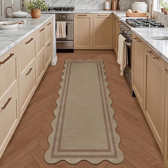 Modern Easy Jute Rug, 2x6 Kitchen Runner Washable Rug Runners for Hallways Farmhouse Carpet, Non Slip Indoor Outdoor Runner Brown Door Mat for Porch Laundry Entryway