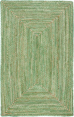 SAFAVIEH Area Rug 2x3 - Cape Cod Collection - Green & Natural Brown, Handmade Jute & Cotton, Woven Braided Design (CAP202Y)