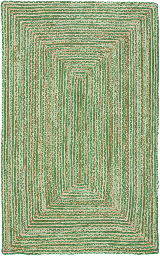 SAFAVIEH Area Rug 2x3 - Cape Cod Collection - Green & Natural Brown, Handmade Jute & Cotton, Woven Braided Design (CAP202Y)
