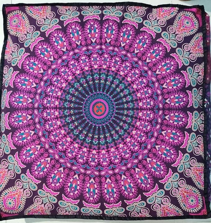 INDIAN CRAFT CASTLE 24" Pink Peacock Mandala Barmeri Large Floor Pillow Cover Cushion Meditation Seating Ottoman Throw Cover Hippie Decorative Zipped Bohemian Pouf Ottoman Pom Pom Cases 24" Square
