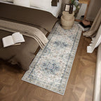 Machine Washable Kitchen Runner Rugs: 2'6"x8' Hallway Runner Rug Non Slip Low Pile Stain Resistant Soft Carpet Runners for Hallways Indoor Entryway Kitchen Laundry Room Beside Farmhouse