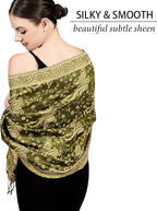 Achillea Reversible Paisley Pashmina Rave Scarf – Exotic Indian Shawls and Wraps for Evening Dresses, Festivals, All Seasons