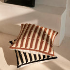 Black Cream Modern Strip Tufted Throw Pillow Covers，Neutral Textured Minimalism Chunky Pillowcases,Bohemian Mid Century Geometric Sham for Couch,1PC,18x18 Inch
