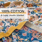 Boho Throw Blanket Farmhouse Decor Throw Blanket Bohemian Blanket for Bed 100% Cotton Muslin Woven Couch Blanket All Seasons Quilt Bedroom (White, 50"x60")