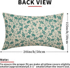 Aqua Floral Pillow Covers 12x20 Set of 2 Vintage Rustic Old Style Cute Small Flower Teal Cream Print Decorative Outdoor Pillowcases Farmhouse Throw Cushion Case Decor for Couch Sofa Bed
