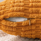 MIULEE Pack of 2 Burnt Orange Corduroy Decorative Pillow Covers 18x18 Inch Soft Boho Striped Throw Pillow Covers Modern Farmhouse Home Decor for Summer Sofa Living Room Couch Bed