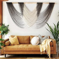 Jakalin Large Macrame Wall Hanging Black Dip Dyed Fiber Wall Art Macrame Wall Decor Boho Home Decor Bedroom Living Room,59" W x 35" L