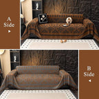 VClife Boho Couch Cover for Christmas 1 Piece Soft Warm Couch Cover for Sectional Sofa, Washable Pumpkin and Black Jacquard Loveseat Sofa Covers for Home Office RV 71"x118"
