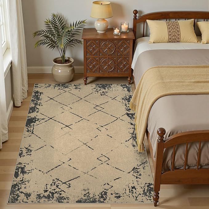 4x6 Jute Rug for Living Room: Farmhouse Indoor Outdoor Rug Washable with Non-Slip for Bedroom Patio Backyard Dining Room Home Office - Modern Brown