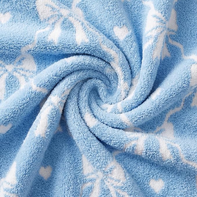 WRENSONGE Throw Blanket Diamond Bowknot Blue Soft Cozy Fluffy Warm Throw for Couch Sofa Bed Camping Picnic Travel Lightweight - 50"*60"