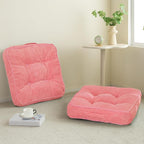 HIGOGOGO Floor Pillow Cushion for Adults, Meditation Cushion Pillow, Large Square Floor Sitting, Tufted Corduroy Cover, for Tatami Living Room or Yoga, 22x22 Inch, 2Pack, Pink