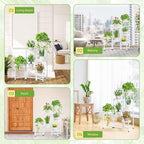 iDavosic.ly Plant Stand Indoor Outdoor, 6 Tier Corner Metal Flower Display Holder Shelf, Folding Tall Orchid Rack for Patio Balcony Porch Garden Living Room House, White