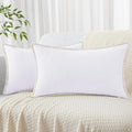 decorUhome Summer Chenille Soft Cozy Throw Pillow Covers 12x20 Set of 2, Modern Farmhouse Boho Velvet Decorative Pillow Cases with Stitched Edge for Couch Sofa Bed Home Decor, White